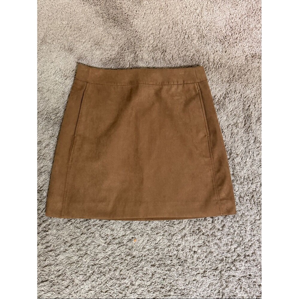 J. Crew Classic Brown Faux Suede Mini Skirt size 10 Cottagecore Preppy Casual